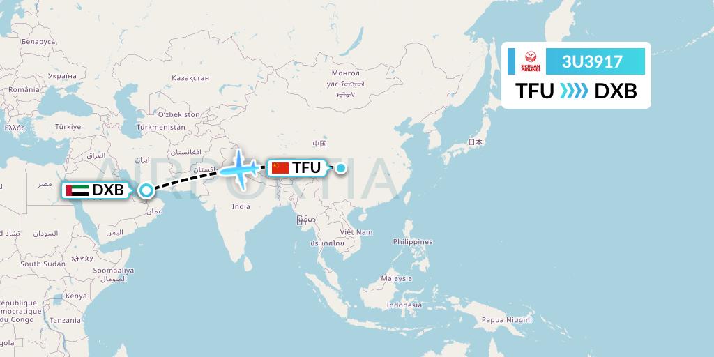 3U3917 Sichuan Airlines Flight Map: Chengdu to Dubai