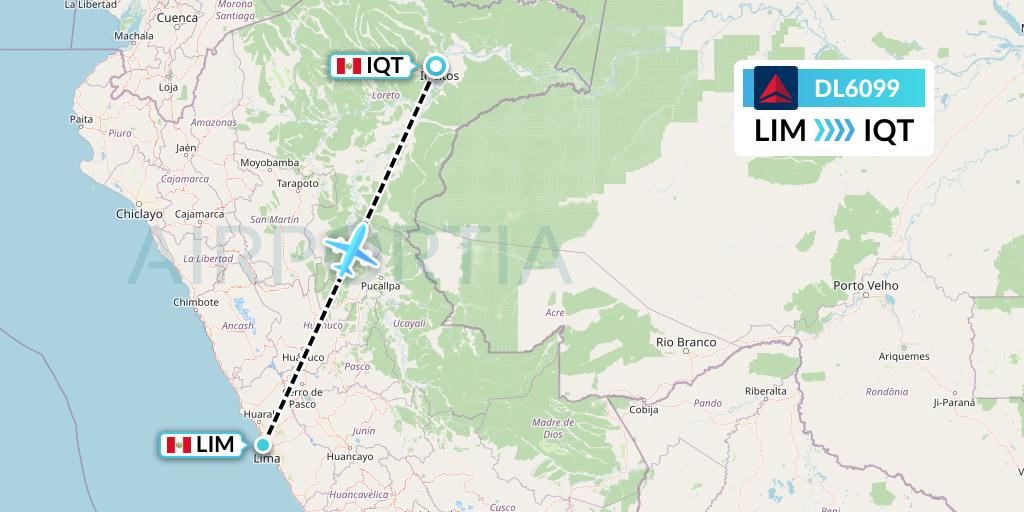 DL6099 Delta Air Lines Flight Map: Lima to Iquitos