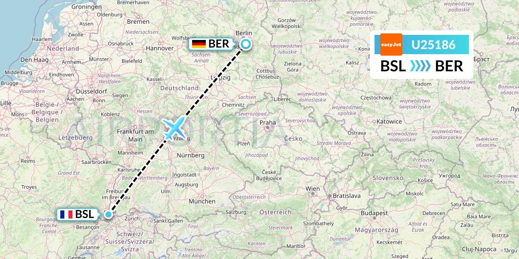 U25186 EasyJet Flight Map: Basel to Berlin