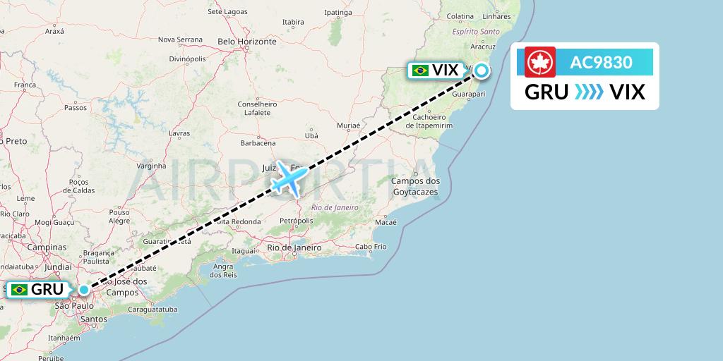 AC9830 Air Canada Flight Map: Sao Paulo to Vitoria
