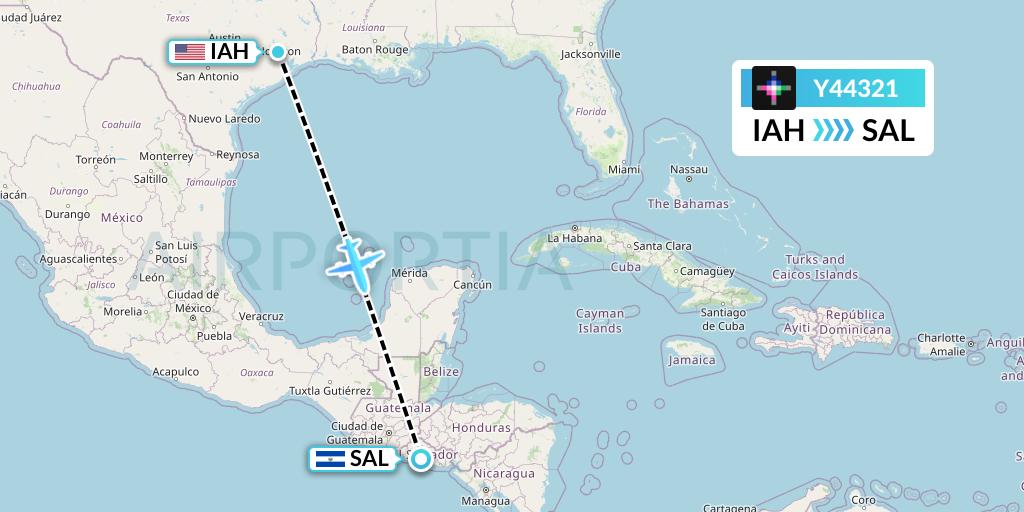 Y44321 Volaris Flight Map: Houston to San Salvador