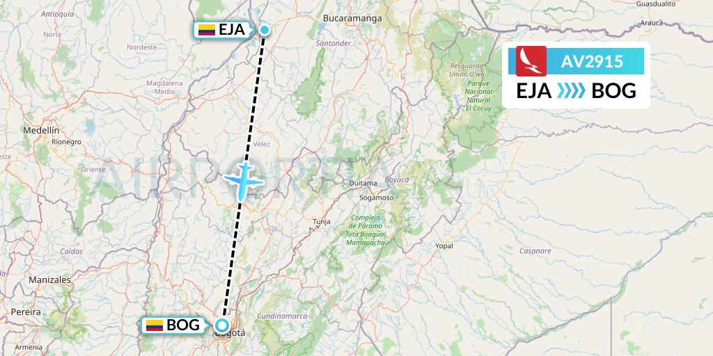 AV2915 Avianca Flight Map: Barrancabermeja to Bogota