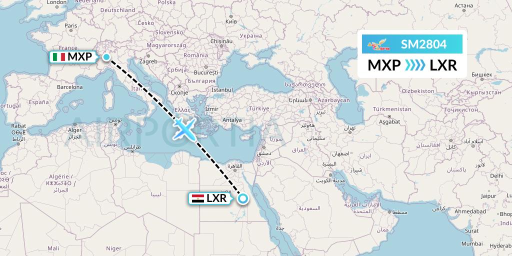 SM2804 Air Cairo Flight Map: Milan to Luxor