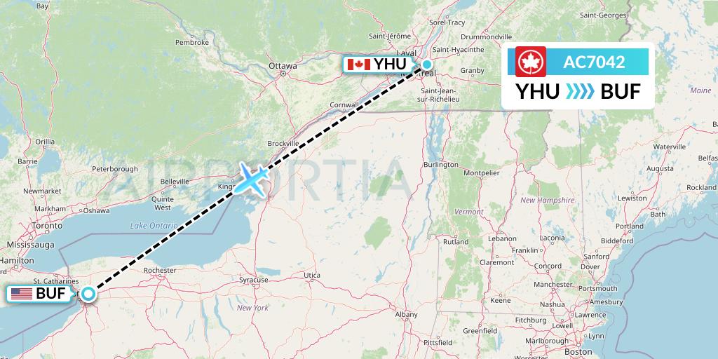AC7042 Air Canada Flight Map: Montreal to Buffalo