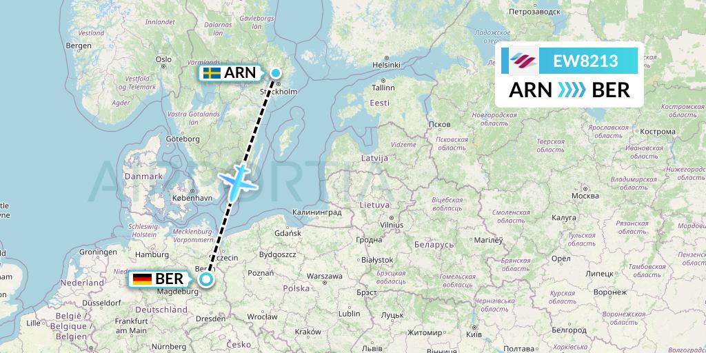 EW8213 Eurowings Flight Map: Stockholm to Berlin