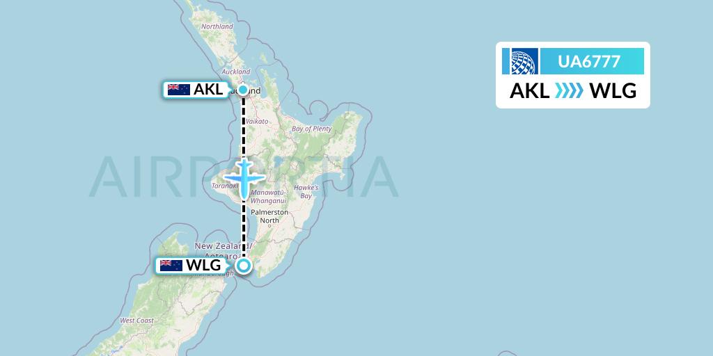 UA6777 United Airlines Flight Map: Auckland to Wellington