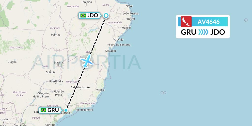 AV4646 Avianca Flight Map: Sao Paulo to Juazeiro Do Norte