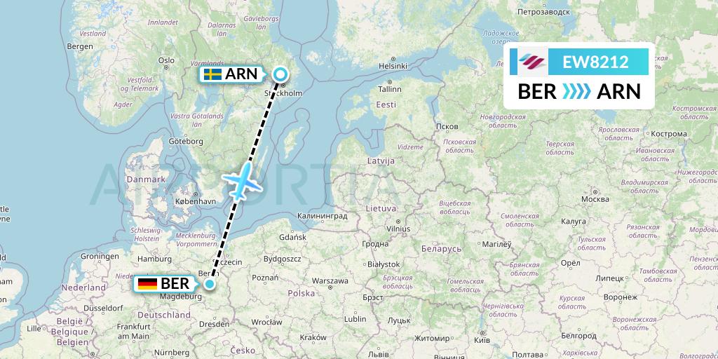 EW8212 Eurowings Flight Map: Berlin to Stockholm
