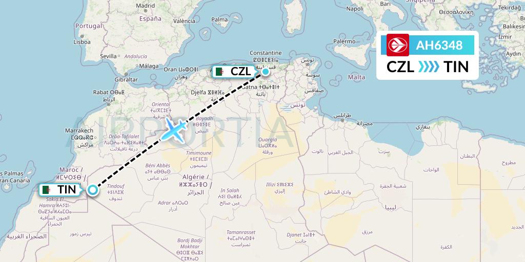 AH6348 Air Algerie Flight Map: Constantine to Tindouf