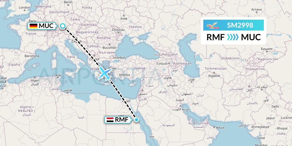 SM2998 Air Cairo Flight Map: Marsa Alam to Munich