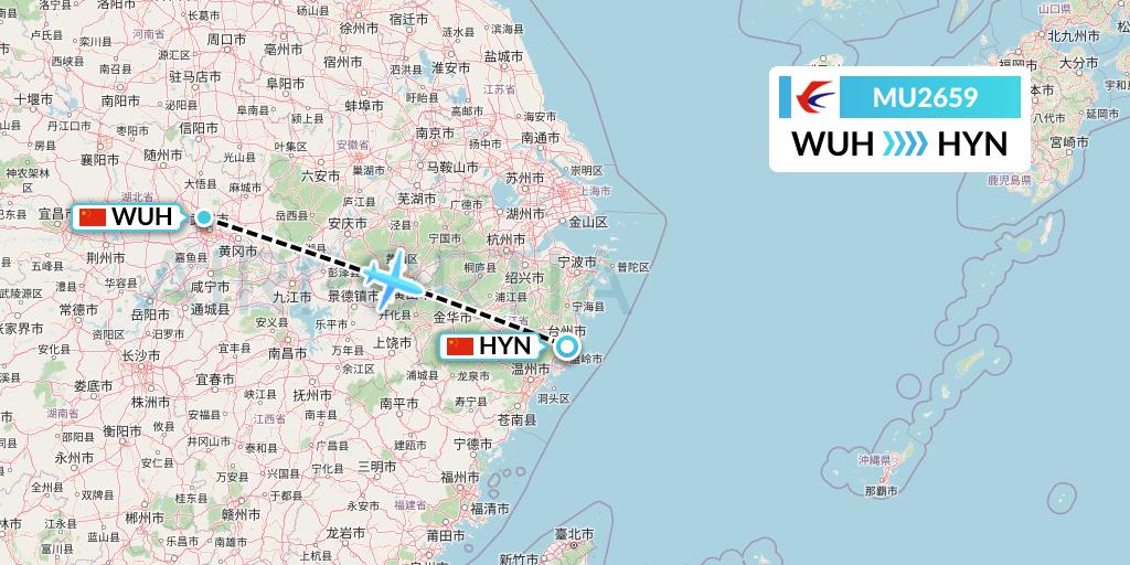 MU2659 China Eastern Airlines Flight Map: Wuhan to Huangyan
