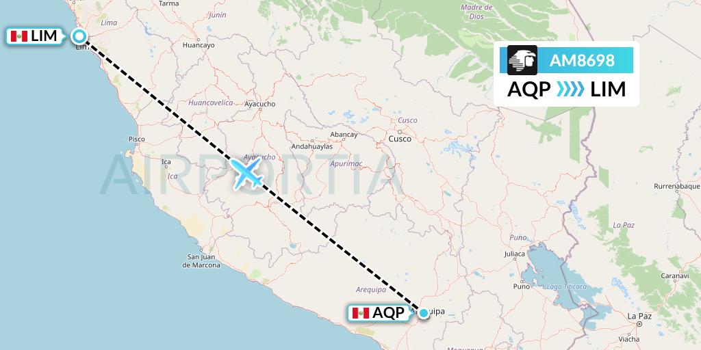AM8698 Aeromexico Flight Map: Arequipa to Lima