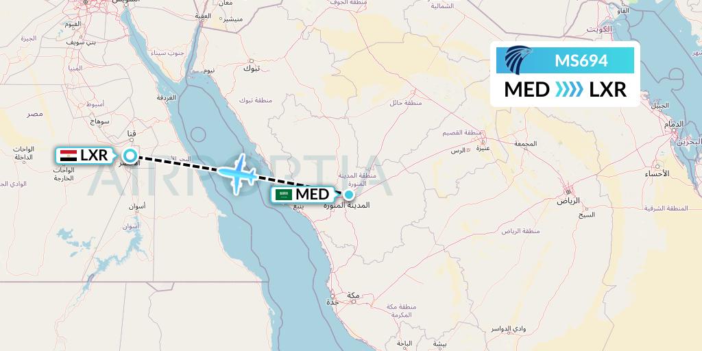 MS694 EgyptAir Flight Map: Medina to Luxor
