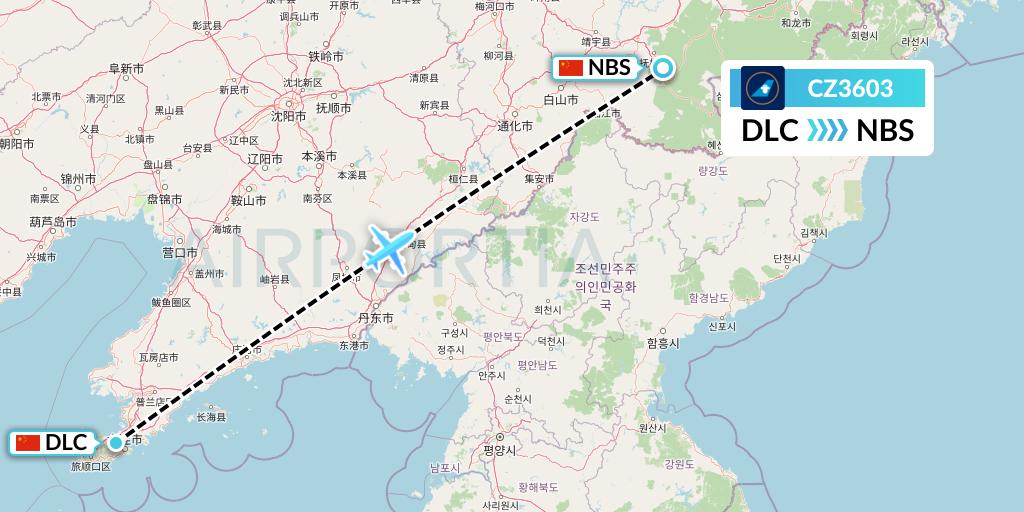 CZ3603 China Southern Airlines Flight Map: Dalian to Baishan