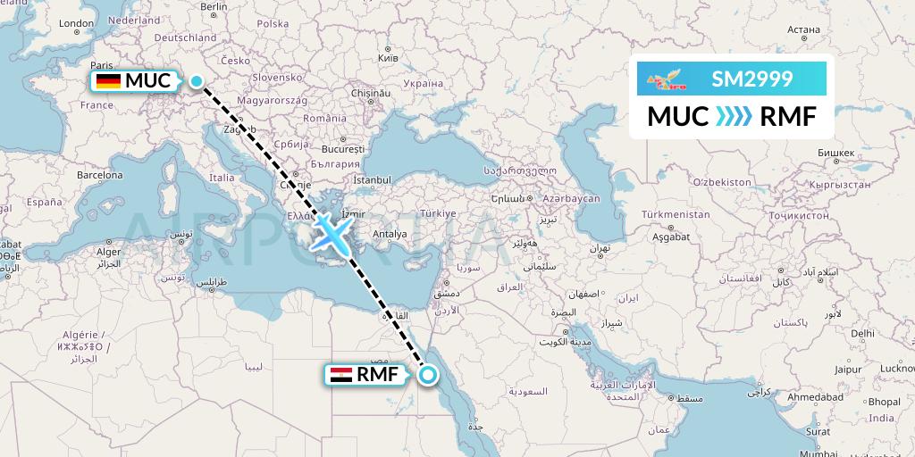 SM2999 Air Cairo Flight Map: Munich to Marsa Alam