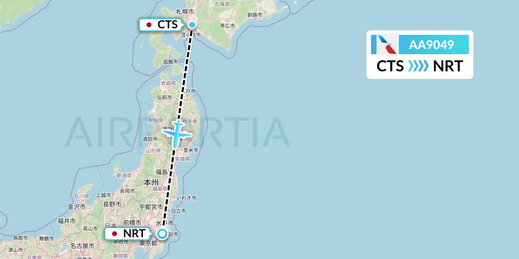 AA9049 American Airlines Flight Map: Sapporo to Tokyo