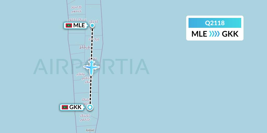 Q2118 Maldivian Flight Map: Male to Kooddoo Island