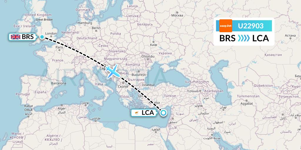 U22903 EasyJet Flight Map: Bristol to Larnaca
