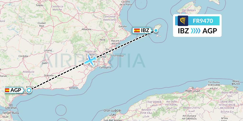 FR9470 Ryanair Flight Map: Ibiza to Malaga