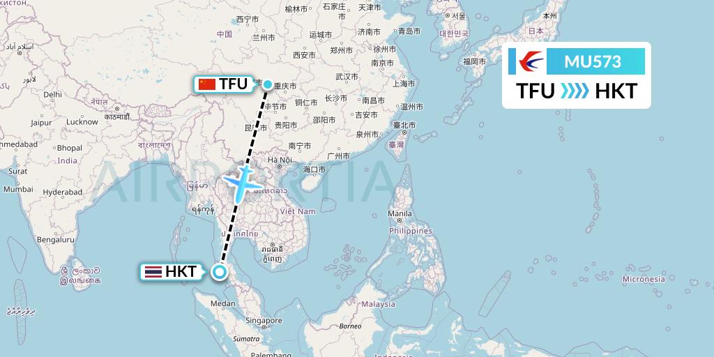 MU573 China Eastern Airlines Flight Map: Chengdu to Phuket