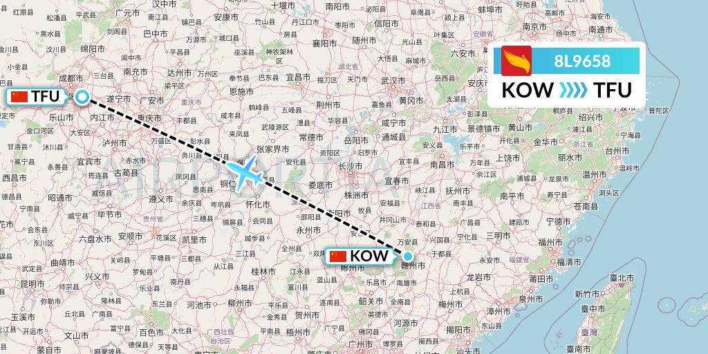 8L9658 Lucky Air Flight Map: Ganzhou to Chengdu