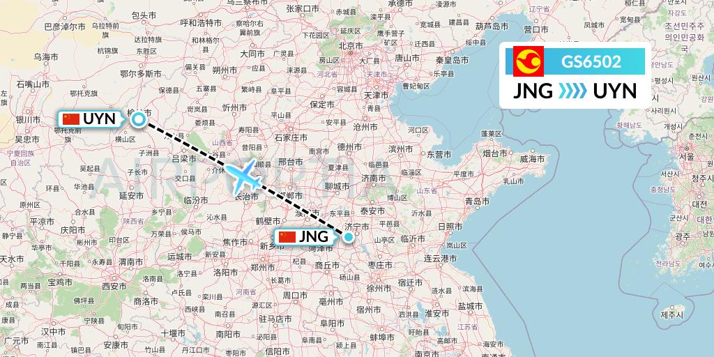 GS6502 Tianjin Airlines Flight Map: Jining to Yulin