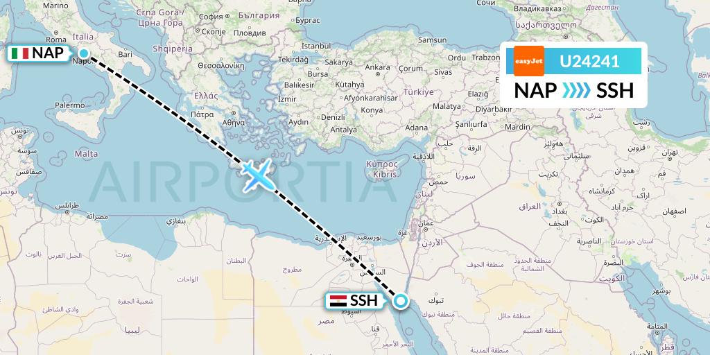 U24241 EasyJet Flight Map: Naples to Sharm el-Sheikh