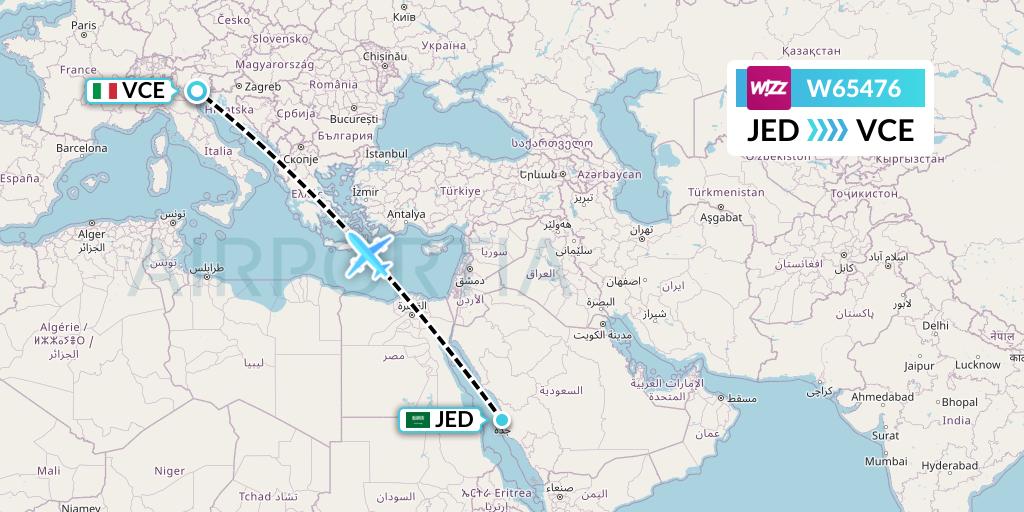 W65476 Flight Status Wizz Air Jeddah to Venice (WZZ5476)