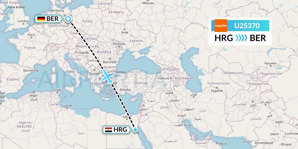 U25370 EasyJet Flight Map: Hurghada to Berlin