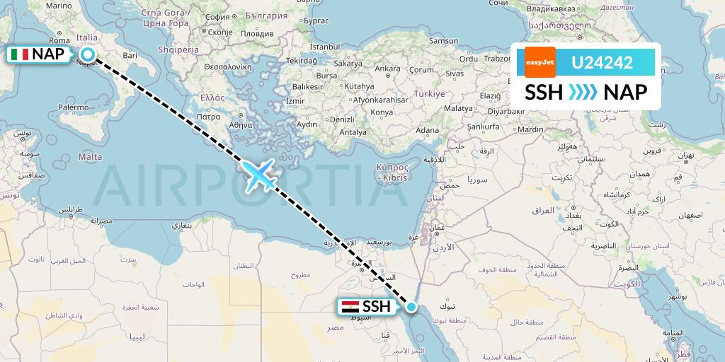 U24242 EasyJet Flight Map: Sharm el-Sheikh to Naples