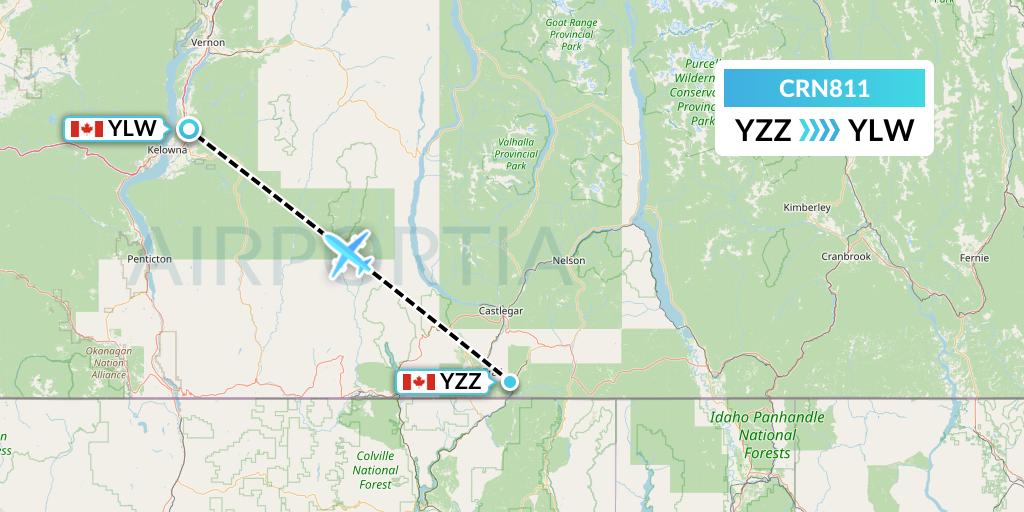 CRN811 Aerocaribbean Flight Map: Trail to Kelowna