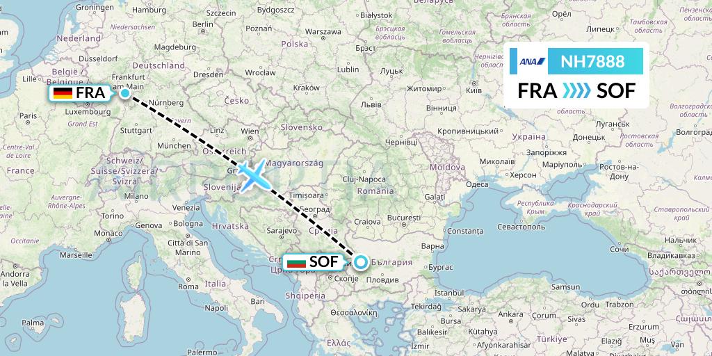 NH7888 All Nippon Airways Flight Map: Frankfurt to Sofia