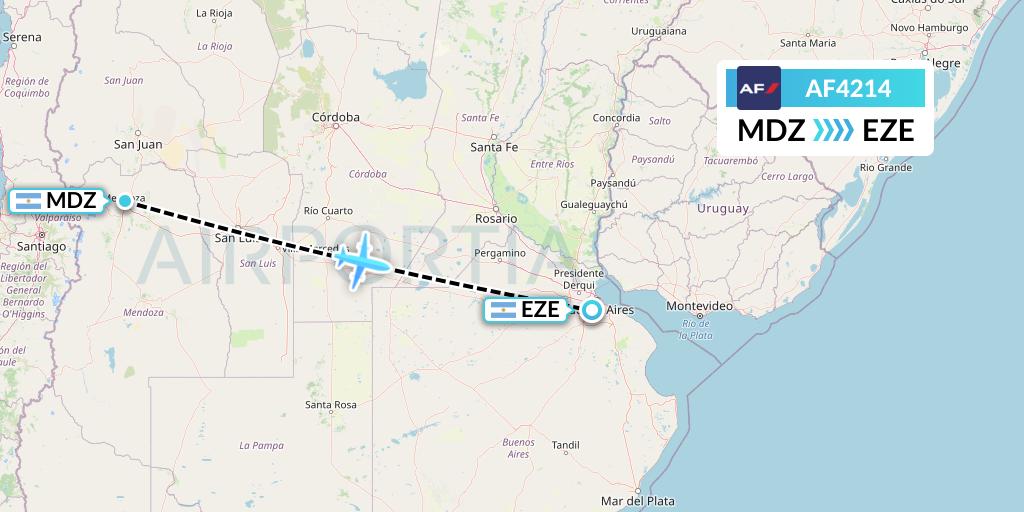 AF4214 Air France Flight Map: Mendoza to Buenos Aires