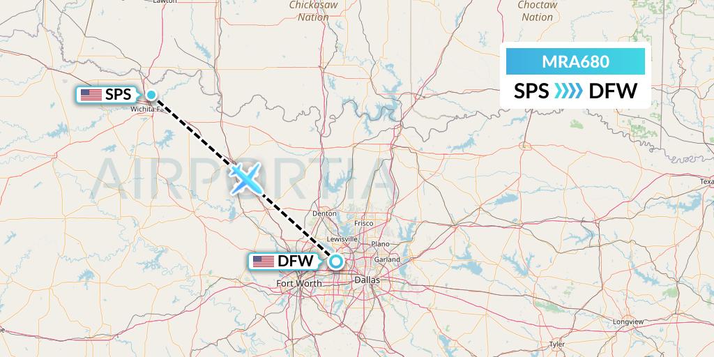 MRA680 Martinaire Flight Map: Wichita Falls to Dallas