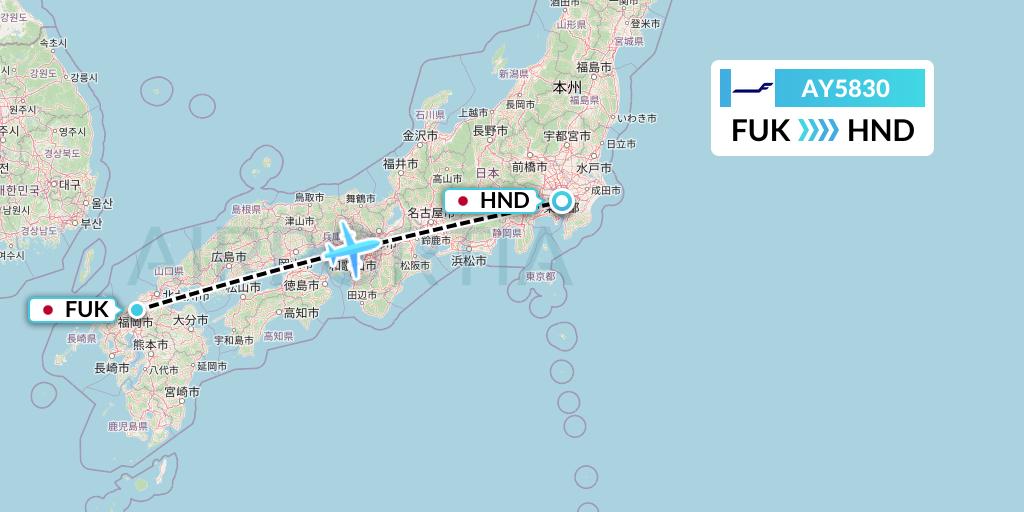 AY5830 Finnair Flight Map: Fukuoka to Tokyo
