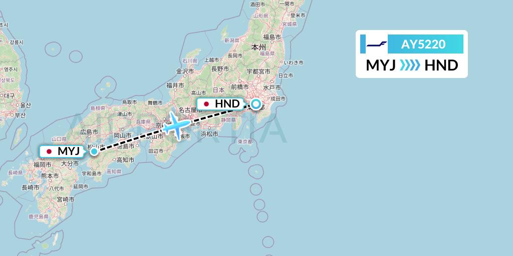 AY5220 Finnair Flight Map: Matsuyama to Tokyo