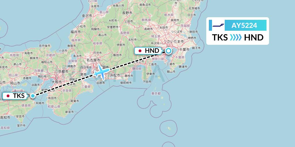 AY5224 Finnair Flight Map: Tokushima to Tokyo