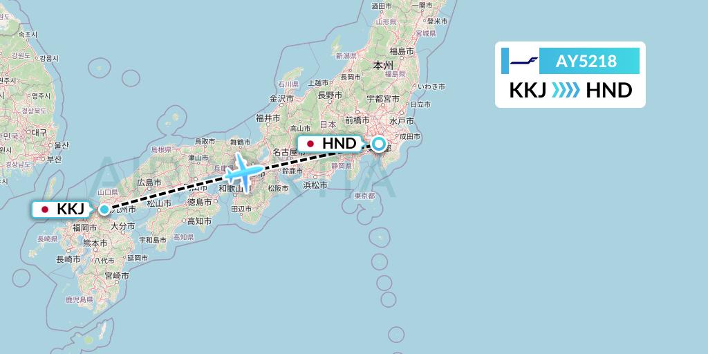 AY5218 Finnair Flight Map: Kitakyushu to Tokyo