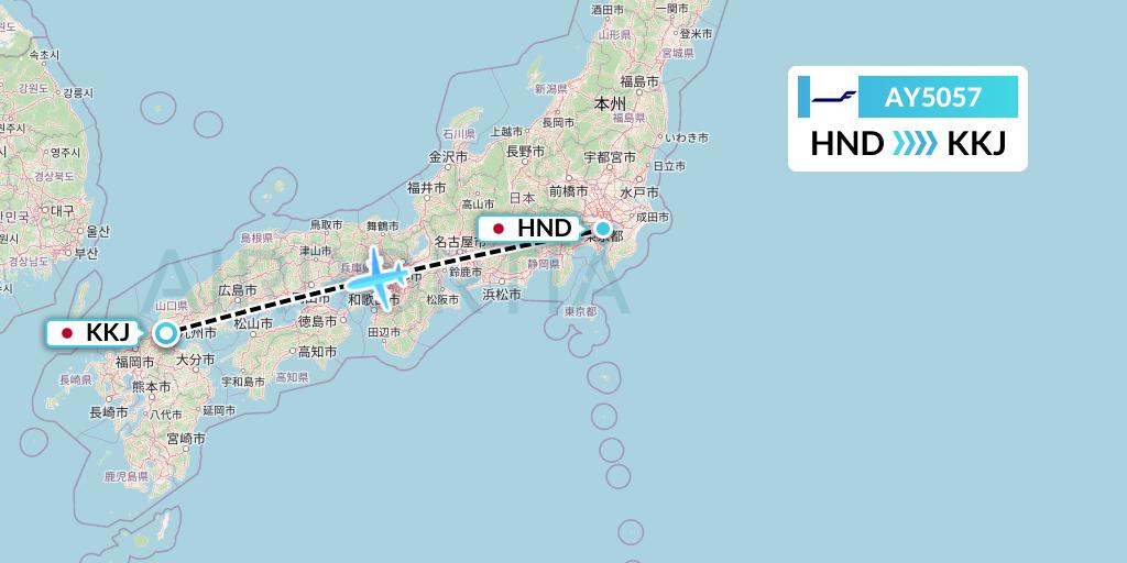 AY5057 Finnair Flight Map: Tokyo to Kitakyushu