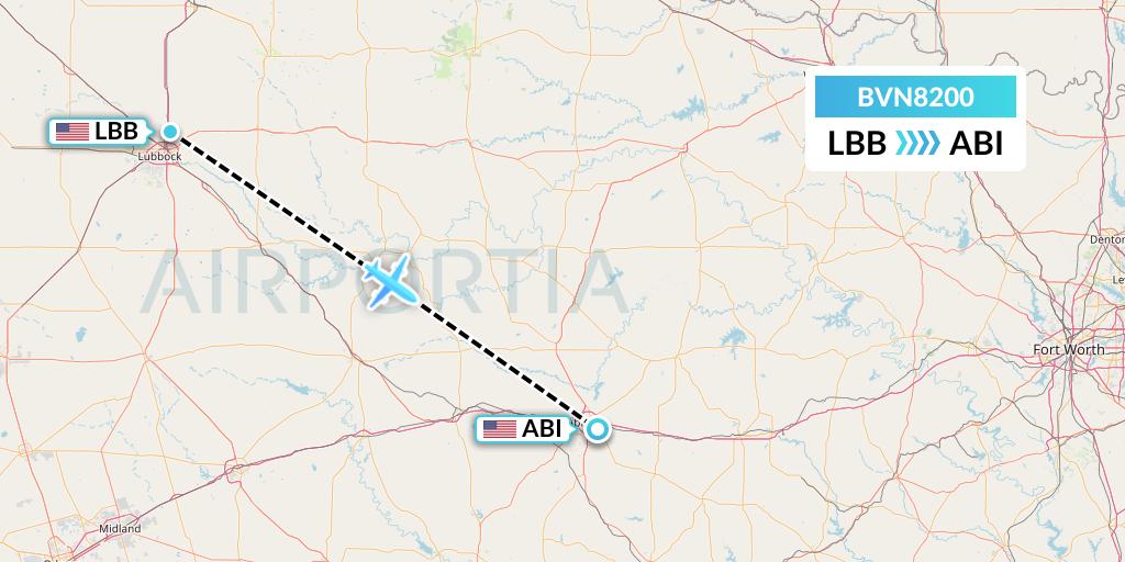 BVN8200 Baron Aviation Services Flight Map: Lubbock to Abilene