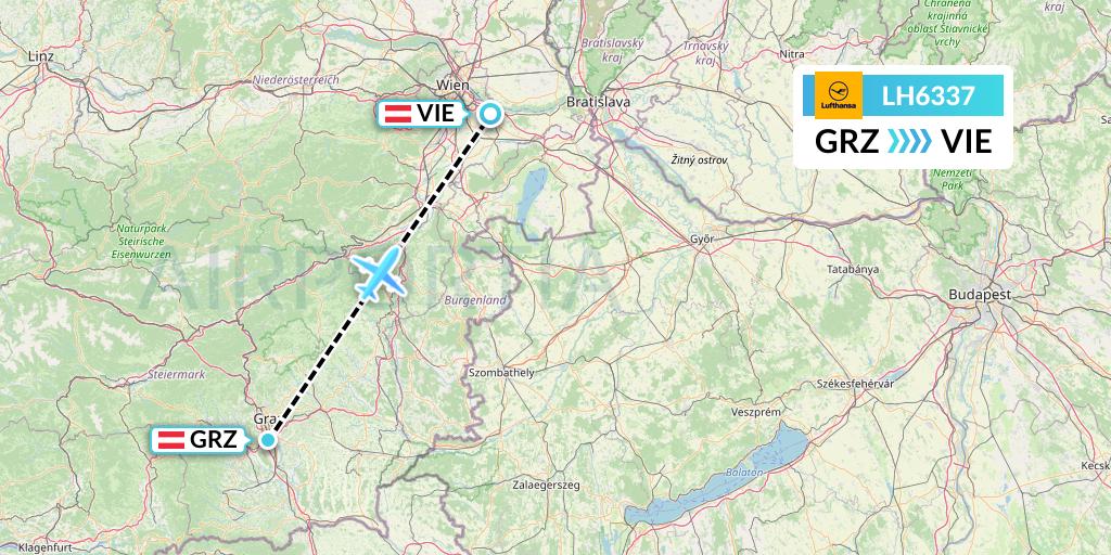LH6337 Lufthansa Flight Map: Graz to Vienna