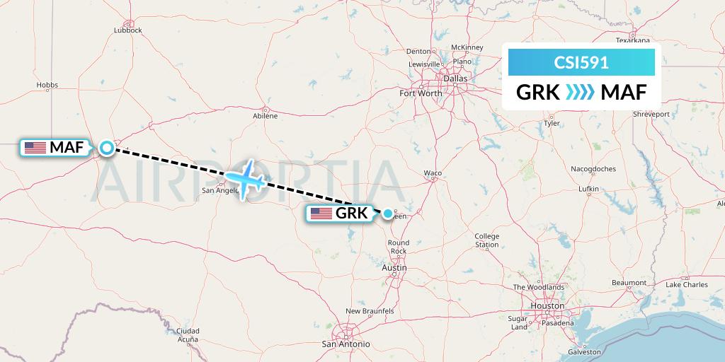 CSI591 Csi Aviation Flight Map: Killeen to Midland