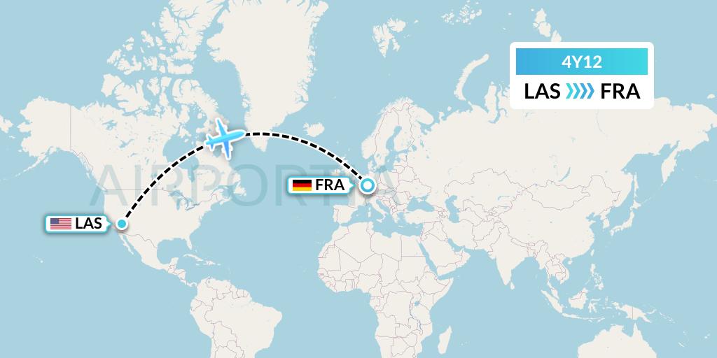 4Y12 Eurowings Discover Flight Map: Las Vegas to Frankfurt