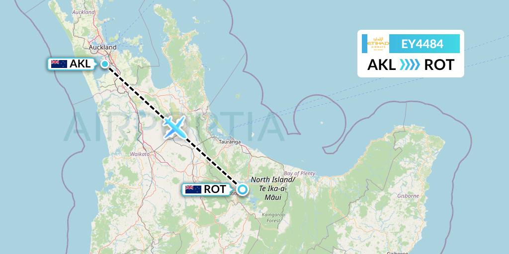EY4484 Etihad Airways Flight Map: Auckland to Rotorua