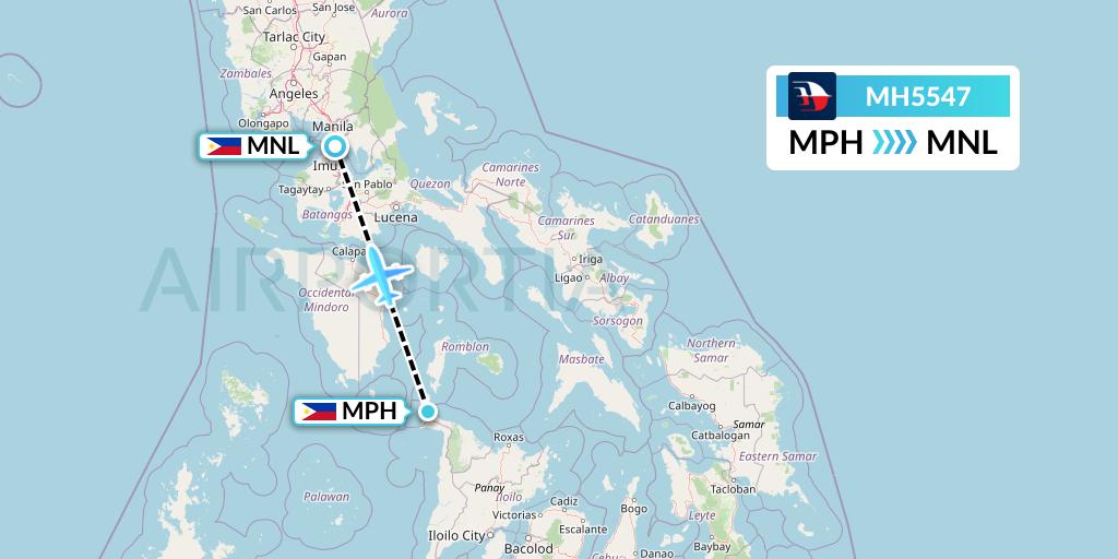 MH5547 Malaysia Airlines Flight Map: Caticlan to Manila