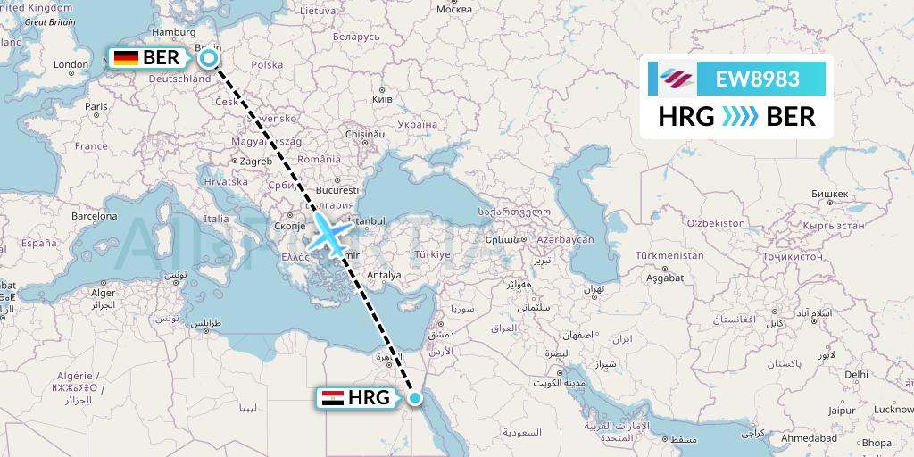 EW8983 Eurowings Flight Map: Hurghada to Berlin
