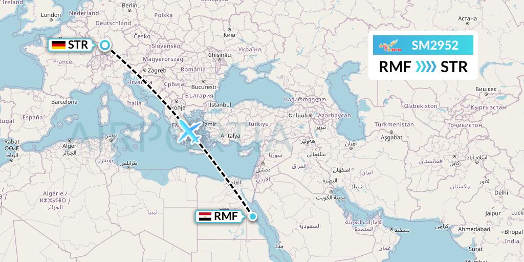 SM2952 Air Cairo Flight Map: Marsa Alam to Stuttgart