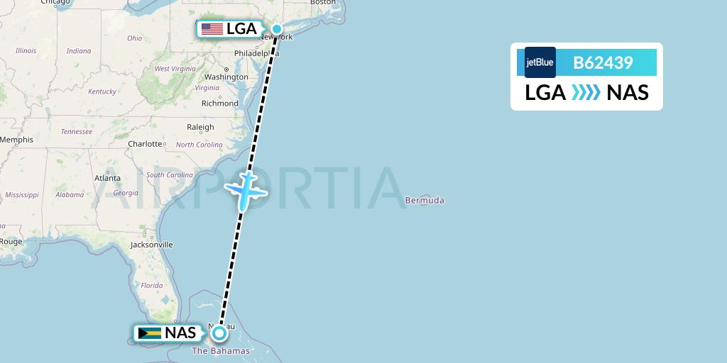 B62439 Flight Status JetBlue Airways New York to Nassau (JBU2439)