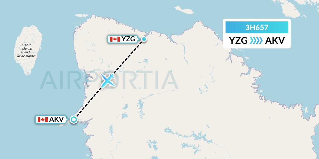 3H657 Air Inuit Flight Map: Salluit to Akulivik