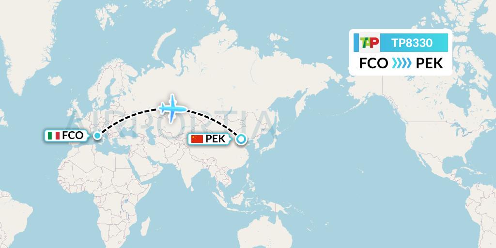 TP8330 TAP Portugal Flight Map: Rome to Beijing